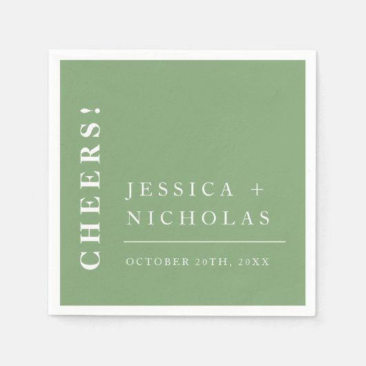 Elegante minimale pistache moderne bruiloft servet (Voorkant)