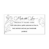 Elegante minimale productnaam en zorginstructies rubberstempel (Afrduk)