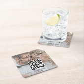Elegante minimale QR code bruiloft menu foto Kartonnen Onderzetters (Insitu)