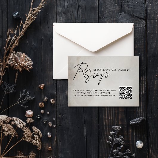 Elegante Minimale QR Code Bruiloft RSVP Response K