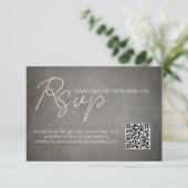 Elegante Minimale QR Code Bruiloft RSVP Response K Kaartje (Staand voorkant)