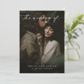 Elegante minimale QR-code moderne Moody Photo Wedd Kaart (Staand voorkant)