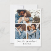 Elegante minimale QR-code RSVP 4 foto's Bruiloft Kaart (Voorkant)