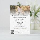 Elegante minimale QR-code RSVP foto bruiloft Kaart (Staand voorkant)