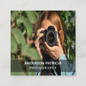 Elegante minimale QR-code Volledige foto Visitekaa Vierkante Visitekaartje (Voorkant)