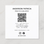 Elegante minimale QR-code Volledige foto Visitekaa Vierkante Visitekaartje (Achterkant)
