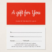 Elegante minimale rode witte schoonheidssalon visitekaartje (Voorkant /achterkant)