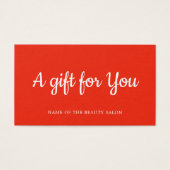 Elegante minimale rode witte schoonheidssalon visitekaartje (Voorkant)