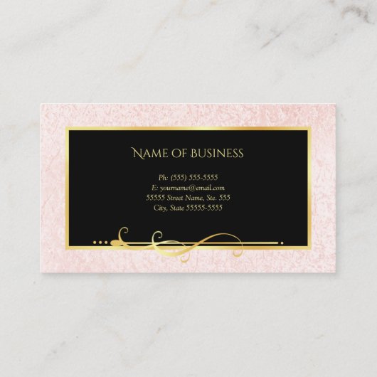 Elegante minimale roze en zwarte make-up artiest visitekaartje (Achterkant)