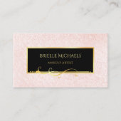 Elegante minimale roze en zwarte make-up artiest visitekaartje (Voorkant)