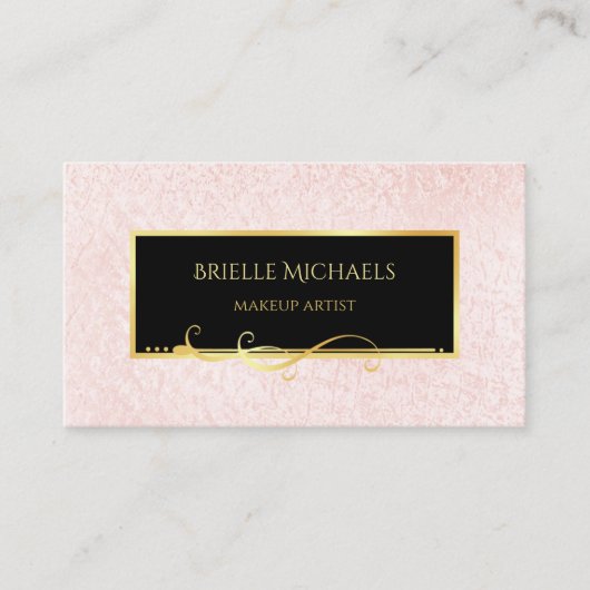 Elegante minimale roze en zwarte make-up artiest visitekaartje (Voorkant)