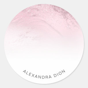 Elegante minimale roze roze gouden glitters marmer ronde sticker