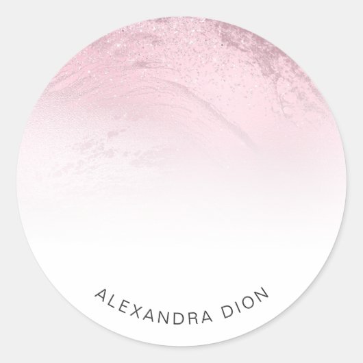 Elegante minimale roze roze gouden glitters marmer ronde sticker (Voorkant)