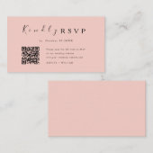 Elegante minimale RSVP QR Code Blush Roze Bruiloft Informatiekaartje (Voorkant / Achterkant)