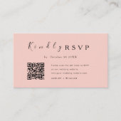 Elegante minimale RSVP QR Code Blush Roze Bruiloft Informatiekaartje (Voorkant)