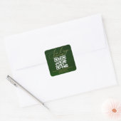 Elegante minimale RSVP QR-code bruiloft groen goud Vierkante Sticker (Envelop)