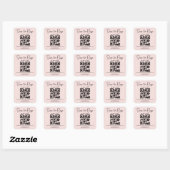 Elegante minimale RSVP QR-code bruiloft roze chiqu Vierkante Sticker (Vel)