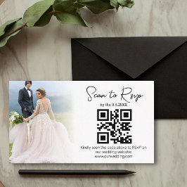 Elegante minimale RSVP QR-code trouwfoto Informatiekaartje