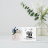 Elegante minimale RSVP QR-code trouwfoto Informatiekaartje (Staand voorkant)
