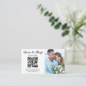 Elegante minimale RSVP QR-code trouwfoto Informatiekaartje (Staand voorkant)