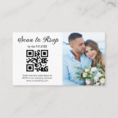 Elegante minimale RSVP QR-code trouwfoto Informatiekaartje (Voorkant)