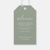 Elegante Minimale Rustieke Saliegroene Trouwbegroe Cadeaulabel (Achterkant)