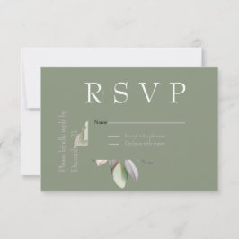Elegante minimale saliegroen RSVP kaartje