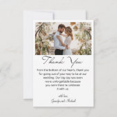 Elegante minimale script bruiloft 2 foto's bedankkaart (Achterkant)