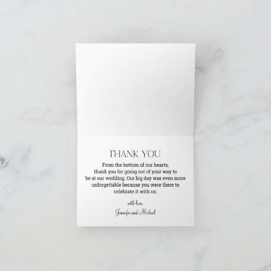 Elegante minimale script bruiloft 3 foto's collage bedankkaart (Binnen)