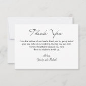 Elegante minimale script bruiloft foto bedankkaart (Achterkant)