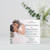 Elegante minimale script bruiloft foto uitnodiging (Staand voorkant)