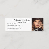 Elegante minimale script make-up kunstenaar foto mini visitekaartje (Voorkant)