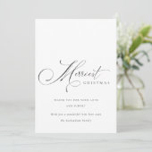 Elegante Minimale Script Merry Christmas Groet Feestdagenkaart (Staand voorkant)