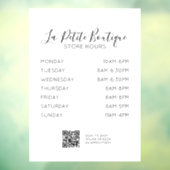 Elegante minimale Script Store Uren QR-code Raamsticker (Vel 3)