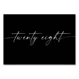 Elegante minimale script tafelkaarten nummer 28 kaart