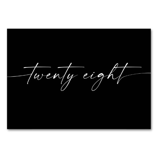 Elegante minimale script tafelkaarten nummer 28 kaart (Achterkant)