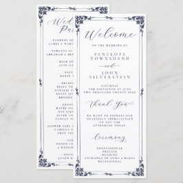 Elegante minimale script typografie rand bruiloft programmakaart