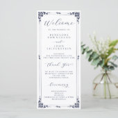 Elegante minimale script typografie rand bruiloft programmakaart (Staand voorkant)