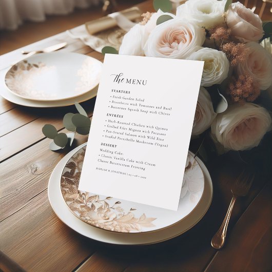 Elegante minimale scripttypografie bruiloft menu