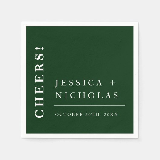 Elegante minimale smaragdgroene moderne bruiloft servet (Voorkant)