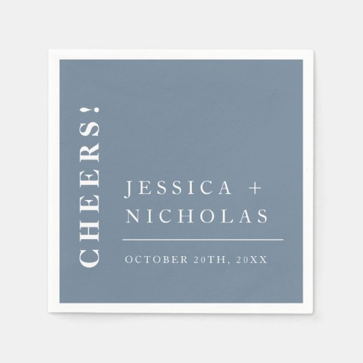 Elegante minimale stoffige blauwe moderne bruiloft servet (Voorkant)