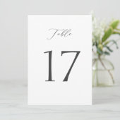 Elegante minimale tafelkaartjes 1–19 kaart (Staand voorkant)