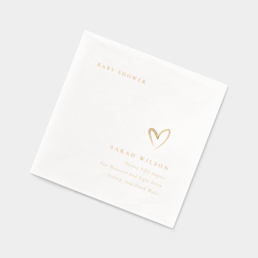 Elegante Minimale Topografie Hart Baby Shower Folie Servetten (Links)