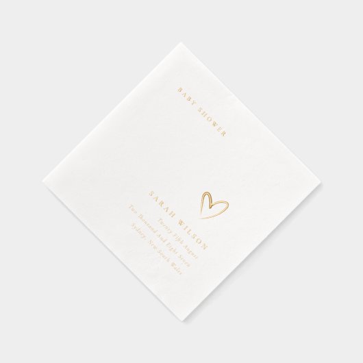 Elegante Minimale Topografie Hart Baby Shower Folie Servetten (Rechts)