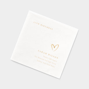 Elegante Minimale Topografie Hart Verjaardag Folie Servetten