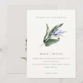 Elegante Minimale Tropische Bladige Blauwe Bloemig Kaart (Voorkant / Achterkant)