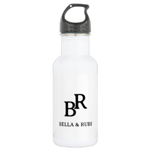 Elegante minimale trouwmonogram roestvrij staal waterfles