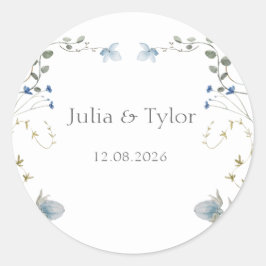 Elegante Minimale Trouwsticker Ronde Sticker
