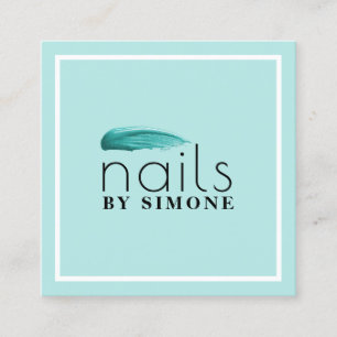 Elegante minimale turquoise nagellakslag vierkante visitekaartje