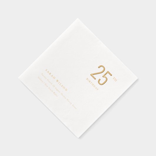 Elegante minimale typografie Aangepaste verjaardag Folie Servetten (Rechts)